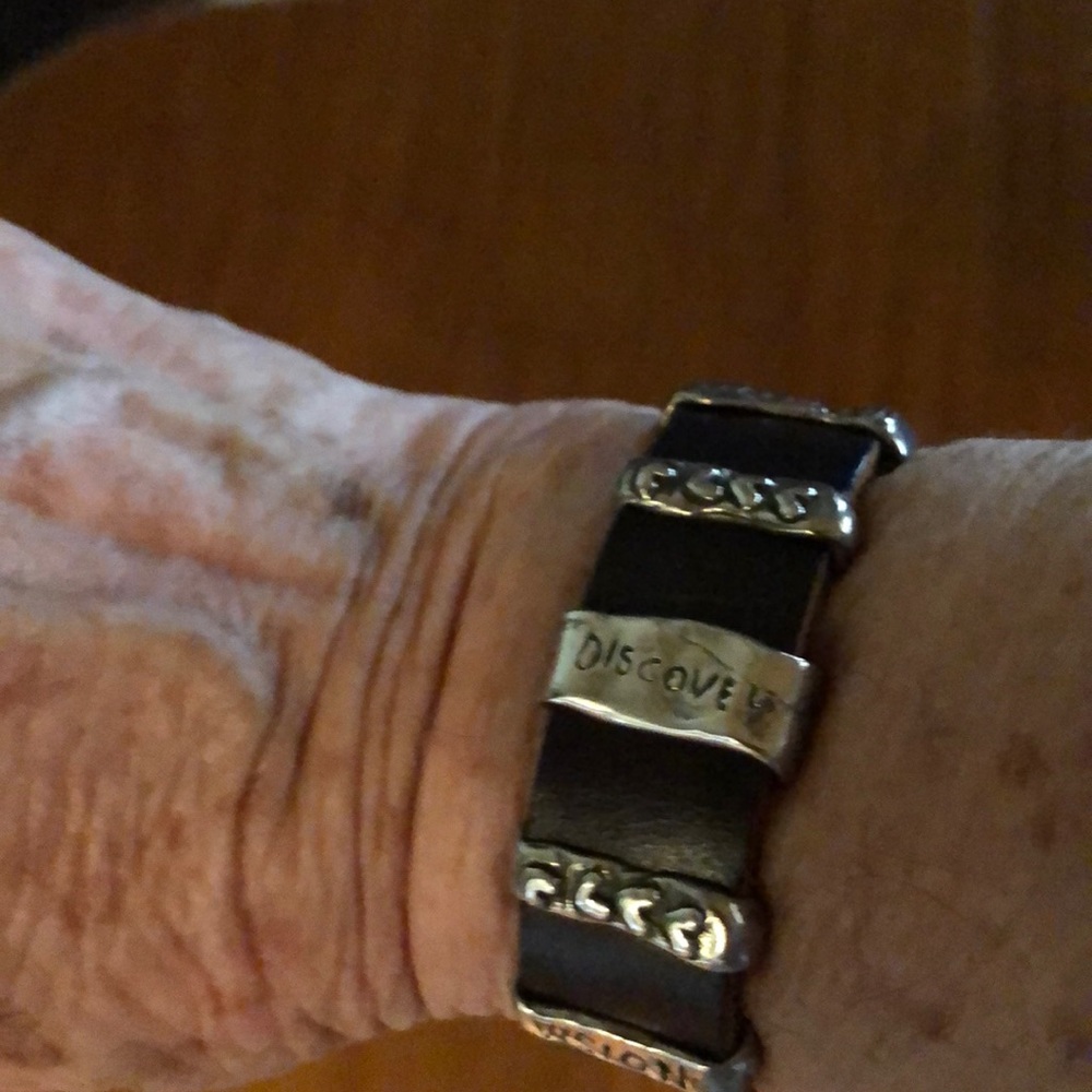 Great silver/leather Inspirational bracelet - a great Confirmation gift